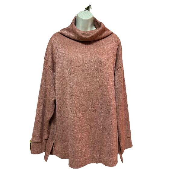 Cuddle Duds XL Sweater Mock Cowl Turtleneck Soft Salmon Pink-orange Q25 - Picture 1 of 9